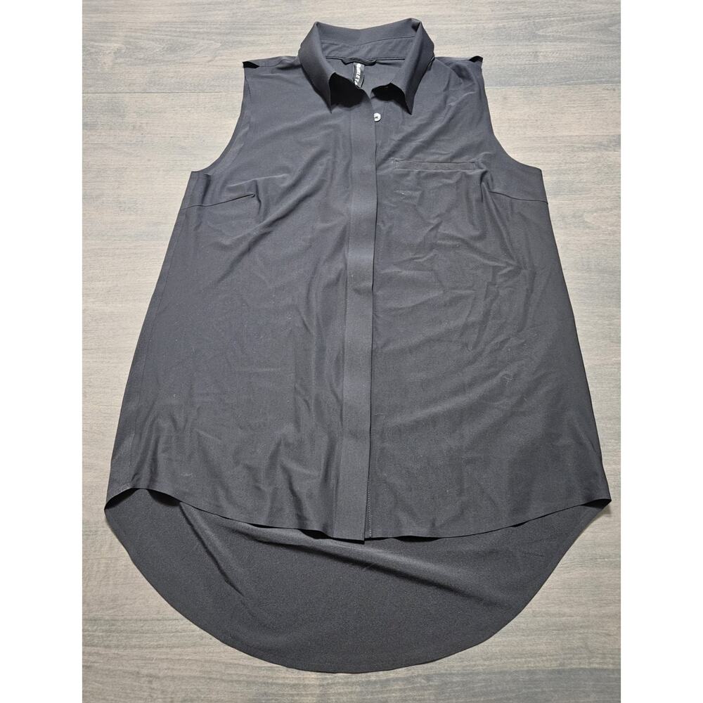 Athleta Women's Size Small Black Button Up Sleeveless Collared Shirt